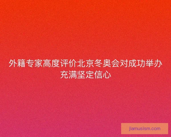 外籍专家高度评价北京冬奥会对成功举办充满坚定信心